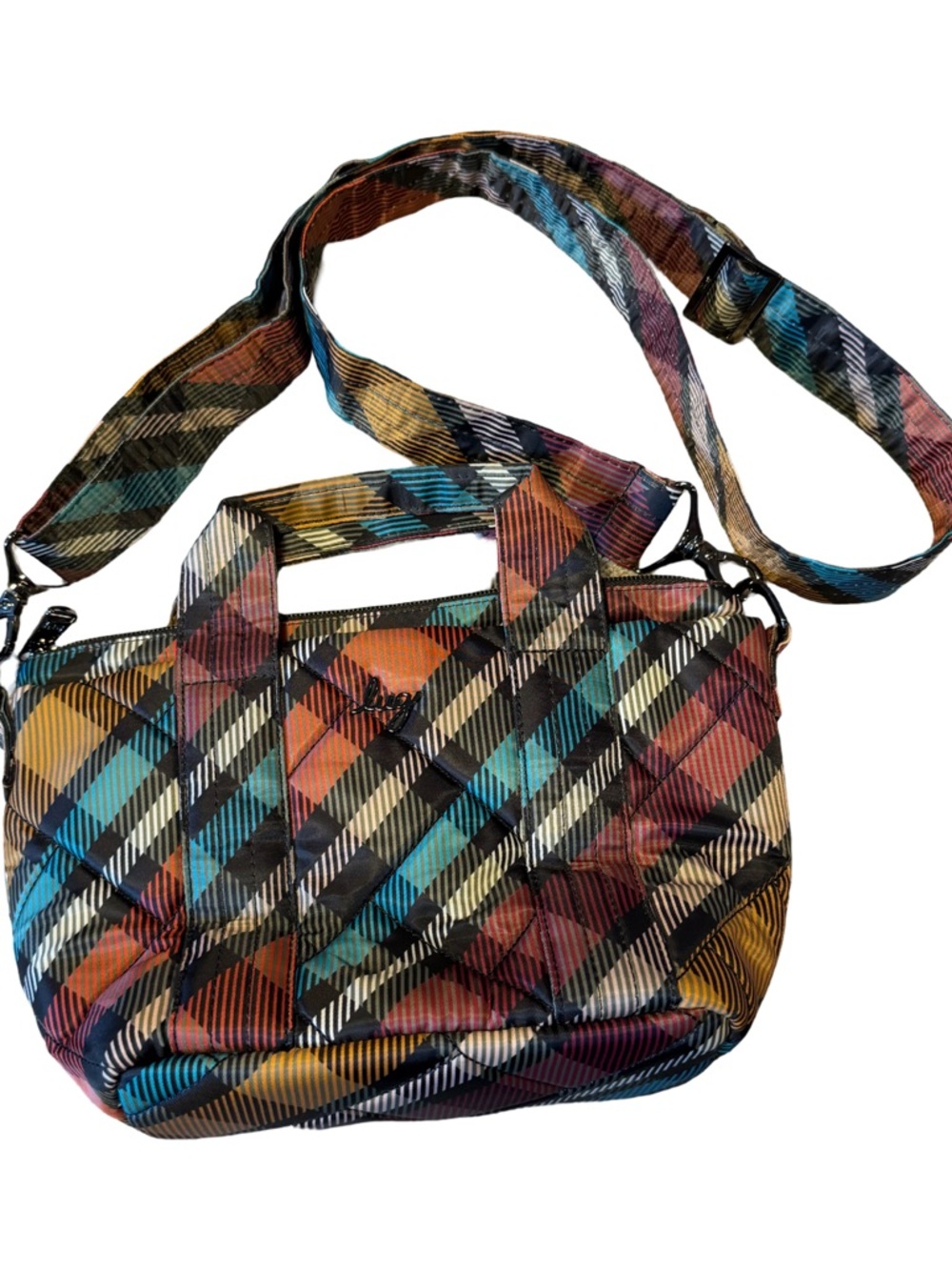 Lug Plaid Quilted Crossbody Shoulder Bag Top Handles NWOT Travel Work